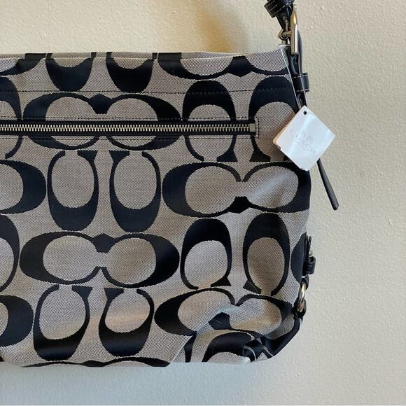 Coach NWT shoulder bag purse black silver tote preppy logo academia - Picture 3 of 10